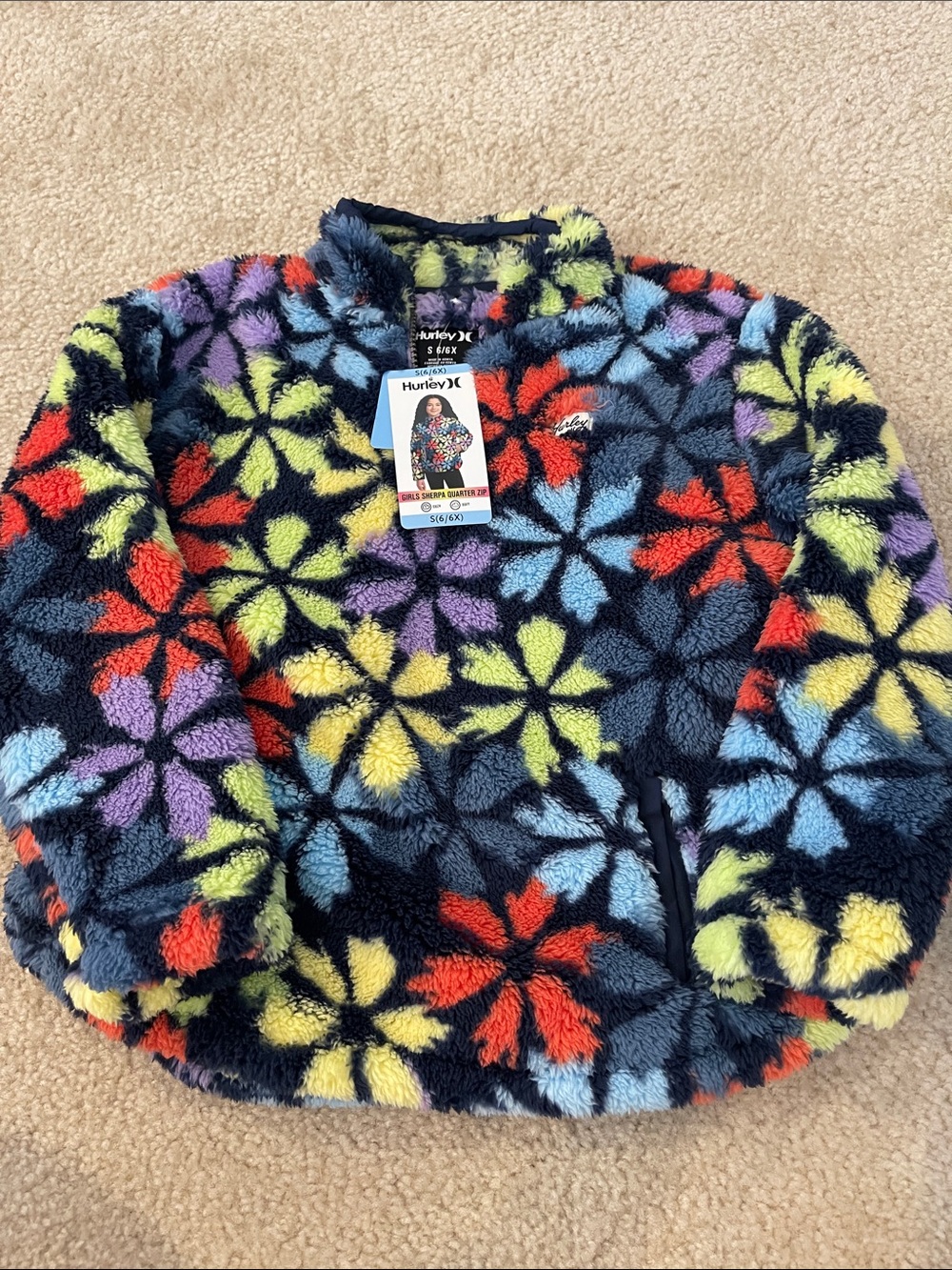NWT Hurley Girls’ Sherpa quarter zip Size 6/6x